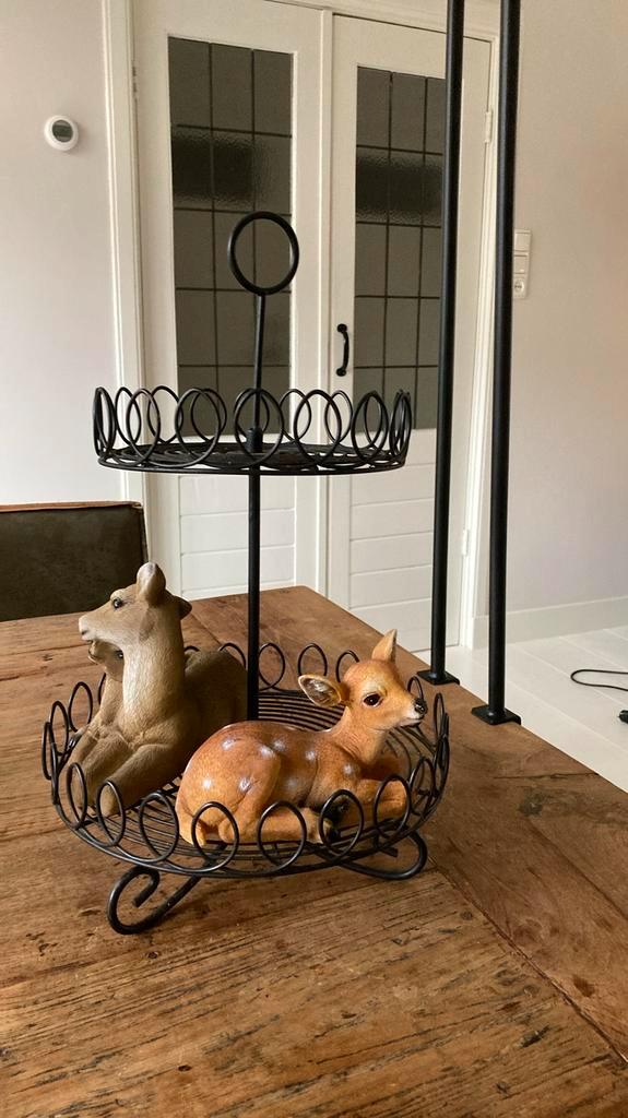 Kerst Herten Beelden Set op metalen etagere, Diversen, Kerst, Gebruikt, Ophalen of Verzenden