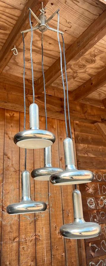 Vintage jaren 60 a 70, zeldzame hanglamp, metaal en emaille