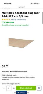 Hardhouten multiplex 245x100, Doe-het-zelf en Verbouw, Isolatie en Afdichting, 12 cm of meer, Steenwol, Ophalen of Verzenden, Zo goed als nieuw