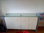 wit dressoir met glas, Ophalen, Gebruikt, Glas, 150 tot 200 cm