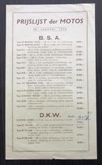 Prijslijst der Motos (BSA, DKW, Ariel, Sunbeam, Cyclon) 1955, Motoren, Handleidingen en Instructieboekjes, Overige merken