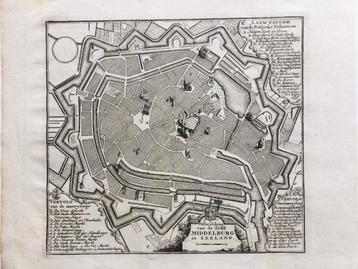 Middelburg, gedetailleerde kopergravure, de Leth,1740. beschikbaar voor biedingen
