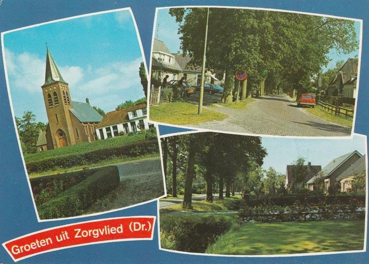 ZORGVLIED Kerk Dorpsgezichten, Verzamelen, Ansichtkaarten | Nederland, Gelopen, Drenthe, 1980 tot heden, Verzenden