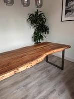 Boomstamtafel massief acaciahout 240x90/95x77 cm, Ophalen, 200 cm of meer, 50 tot 100 cm, Zo goed als nieuw