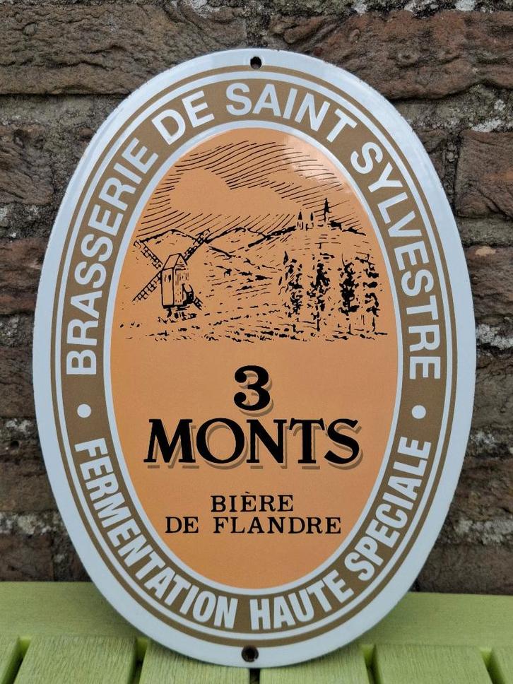 Emaillebord 3 Monts bier, Verzamelen, Biermerken, Nieuw, Reclamebord, Plaat of Schild, Overige merken, Ophalen of Verzenden