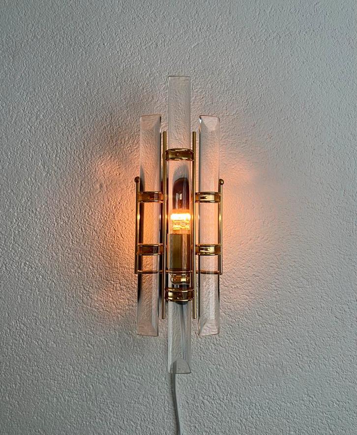 Set van drie vintage Venini Murano glazen wandlampen, Huis en Inrichting, Lampen | Wandlampen, Zo goed als nieuw, Ophalen of Verzenden