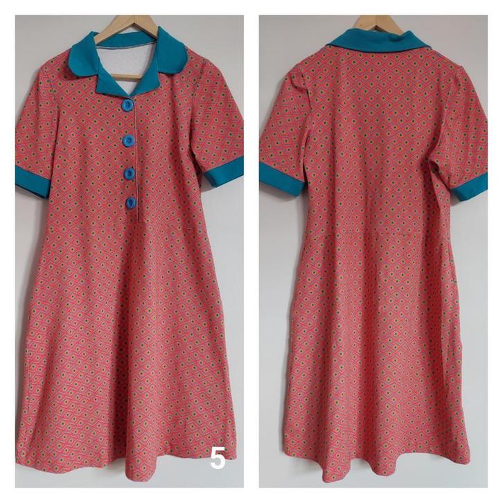 knopen jurk zelf gemaakt, Kleding | Dames, Jurken, Nieuw, Maat 46/48 (XL) of groter, Oranje, Onder de knie, Ophalen of Verzenden