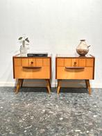 Set Vintage Midcentury Nachtkastjes Retro, Ophalen of Verzenden, Gebruikt, Hout, Minder dan 55 cm