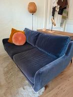 Prachtige Made koningsblauwe bank 2,5 zits velours chroom, Ophalen, 150 tot 200 cm, Driepersoons, 75 tot 100 cm