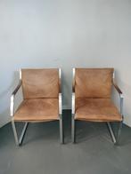 Walter Knoll Rudolf B Glatzel 2 cognac fauteuils vintage, Huis en Inrichting, Stoelen, Gebruikt, Twee, Bruin, Vintage