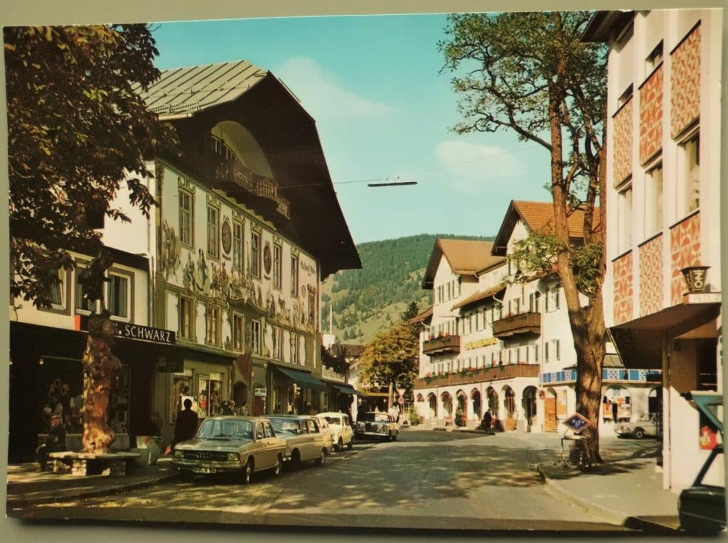 Oberammergau - Duitsland - oude autos - Audi mercedes, Verzamelen, Ophalen of Verzenden, 1960 tot 1980, Ongelopen, Duitsland