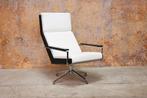 ZGAN witte leren Rob Parry Lotus lounge design draaifauteuil, Metaal, Rob Parry Lotus, Design, 75 tot 100 cm