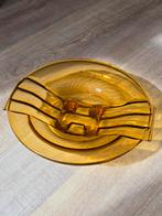 Prachtige vintage antieke Art Deco  amber kleurige schaal, Ophalen of Verzenden