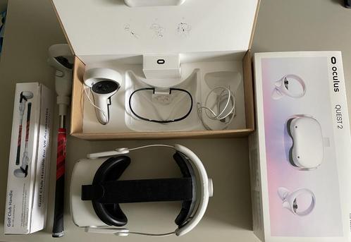 Oculus Quest 2 64GB + Elite Head Strap + Golf Club, Spelcomputers en Games, Virtual Reality, Zo goed als nieuw, Overige platformen