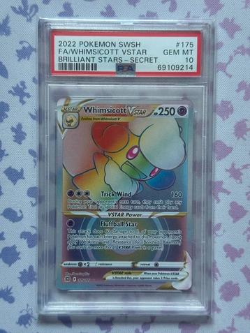 Whimsicott Vstar Rainbow 175 Pokémon Brilliant Stars PSA 10 beschikbaar voor biedingen