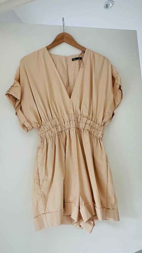Zara Jumpsuit - Stijlvol en comfortabel!, Kleding | Dames, Jumpsuits, Zo goed als nieuw, Maat 36 (S), Beige, Ophalen of Verzenden