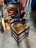 Antieke vintage retro Houten riet gevlochten stoel, Antiek en Kunst, Antiek | Meubels | Stoelen en Banken, Ophalen of Verzenden