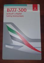 Safety Instructions kaart van Emirates B777-300 - verzamelen, Verzamelen, Luchtvaart en Vliegtuigspotten, Ophalen of Verzenden