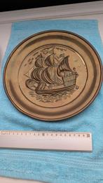 Koperen wandbord met zeilboot., Ophalen of Verzenden