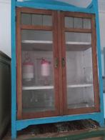 Houten Display Kastje - Echt Hout, Huis en Inrichting, Ophalen, Minder dan 50 cm, Glas, Vintage