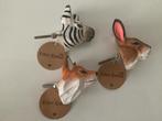 Dieren knop voor kasten of lades 3 stuks vos, konijn, zebra, Kinderen en Baby's, Kinderkamer | Inrichting en Decoratie, Ophalen of Verzenden