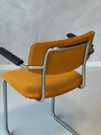 Gispen 1125 eettafelstoel vintage sledestoel buisframe geel, Metaal, Gebruikt, Overige kleuren, Vintage