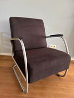 Mooie fauteuil in zwarte rib, Huis en Inrichting, Fauteuils, Ophalen, Gebruikt, Minder dan 75 cm, Metaal