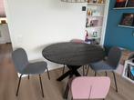 Ronde, zwarte eettafel 110cm te koop evt met stoelen, Huis en Inrichting, Tafels | Eettafels, Ophalen, Rond, Zo goed als nieuw