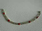 R045/Vintage Griekse Sleutel-meander armband rode steen, Gebruikt, Verzenden, X, Zilver
