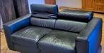 Natuzzi, zwart lederen bankstel, 2-zits, Huis en Inrichting, Banken | Bankstellen, Ophalen, Gebruikt