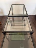 Drie glazen bijzettafels - in elkaar te schuiven, Huis en Inrichting, 75 cm of meer, Rechthoekig, Ophalen, 45 tot 60 cm