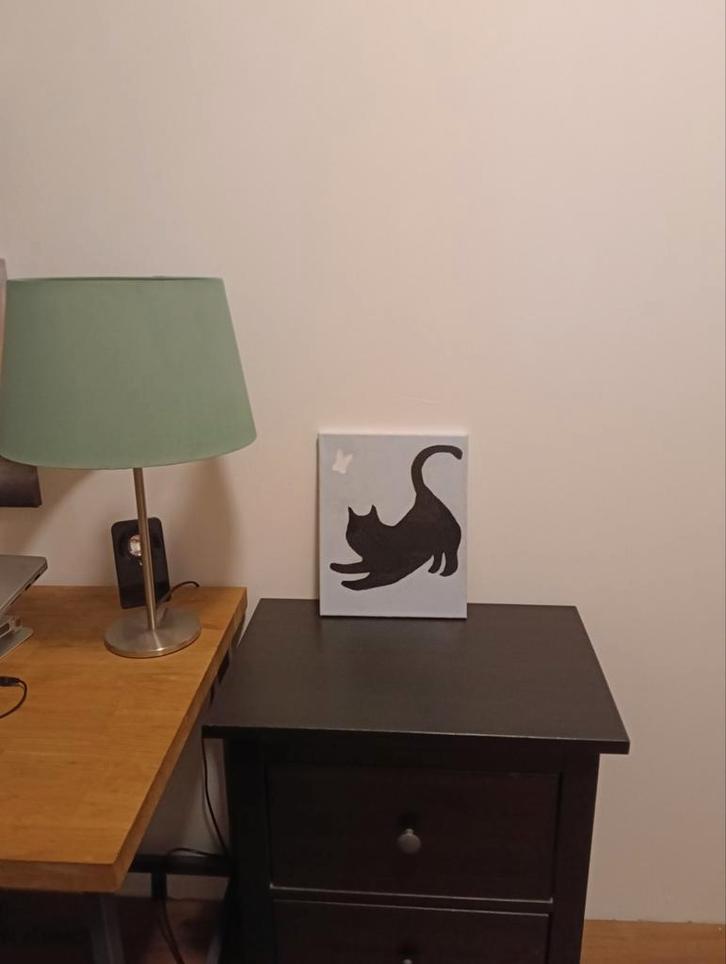 Schilderij Kat met Vlinder, Antiek en Kunst, Kunst | Schilderijen | Modern, Ophalen of Verzenden