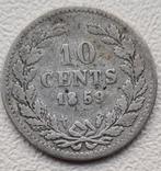 10 cent 1859.  CW F:30, Postzegels en Munten, Munten | Nederland, Zilver, 10 cent, Ophalen of Verzenden, Koning Willem III