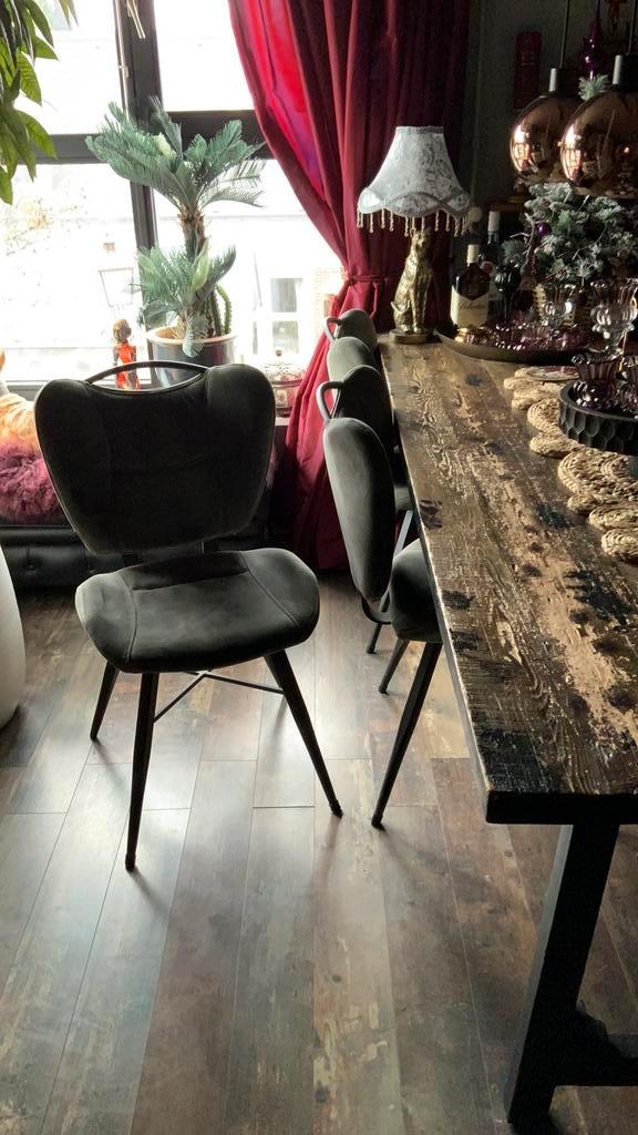 Eetkamerstoelen (6), Huis en Inrichting, Stoelen, Gebruikt, Vijf, Zes of meer stoelen, Stof, Overige kleuren, Ophalen