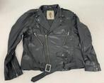 Label Lab Zwart lederen Leather Biker Jacket Jas XL + riem, Jas | leer, Heren, Tweedehands
