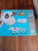 Djeco boerderij dieren puzzel. 6 puzzels in 1, 10 tot 50 stukjes, Ophalen of Verzenden, Zo goed als nieuw, 2 tot 4 jaar