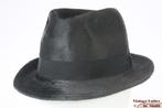 Vintage Gleufhoed donker grijs haarvilt 55 = S tot XS, Ophalen of Verzenden, Gedragen, 57 cm (M, 7⅛ inch) of minder, Hoed