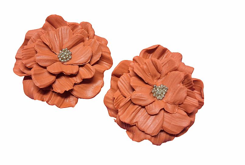 BLOEM oorbellen TERRACOTTA zilverkleur kaviar beads, Overige materialen, Overige kleuren, Nieuw, Eveline@pimpschuur.nl