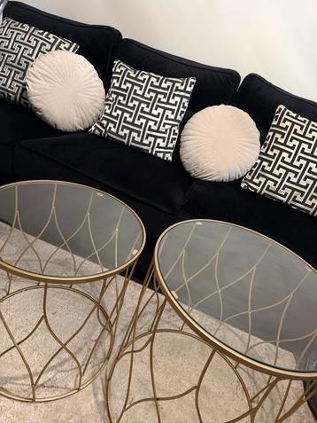 Luxe Salontafel Set - Goud & Glas - Bijzet Tafels beschikbaar voor biedingen