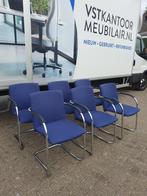 6x Lande Cole ( Gispen ) vergaderstoel buisframe stoel, Postbus, Metaal, Blauw, Ophalen of Verzenden
