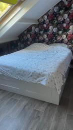 Tweepersoonsbed 160x200, Huis en Inrichting, Slaapkamer | Bedden, Ophalen, Wit, Tweepersoons, Zo goed als nieuw