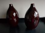 Vensterbank set 32cm hoge keramiek vazen gestreept glazuur, Overige kleuren, Aardewerk of Porselein, Ophalen of Verzenden, Zo goed als nieuw