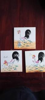 3 antieke tegeltjes,  met spreuk "'EAT, DRINK AND BE MERRY', Ophalen of Verzenden, Gebruikt