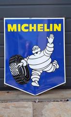 Groot emaille bibendum reclamebord van Michelin banden., Verzamelen, Reclamebord, Gebruikt, ., Ophalen of Verzenden
