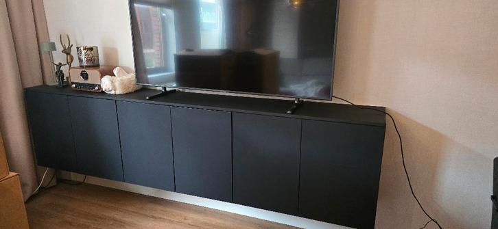 Tv meubel zwart, Huis en Inrichting, Kasten | Televisiemeubels, Gebruikt, Minder dan 100 cm, 200 cm of meer, 25 tot 50 cm, Ophalen of Verzenden