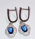 925 cobalt blauw pierced oor bellen, Verzenden, Nieuw, Blauw, Zilver