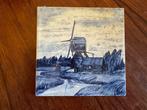 Tegel Delfts Blauw Molen gesigneerd HK, Ophalen of Verzenden