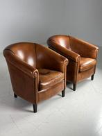 2x fauteuil clubchair schapenleer klassiek