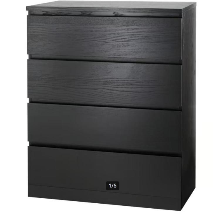 Ikea ladekast Malm zwartbruin 4 laden, Huis en Inrichting, Kasten | Ladekasten, Gebruikt, Minder dan 100 cm, 50 tot 100 cm, 25 tot 50 cm