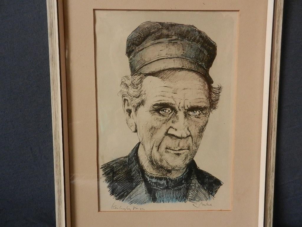 Ingekleurde litho Katwijker Visser door Gerard van Berkel, Antiek en Kunst, Kunst | Litho's en Zeefdrukken, Ophalen of Verzenden